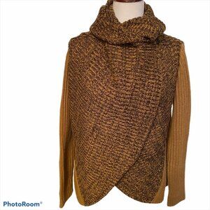 LISA RINNA SWEATER CARDIGAN TAN BLACK OPEN FRONT SHAWL COLLAR SIZE XXS NWOT NEW